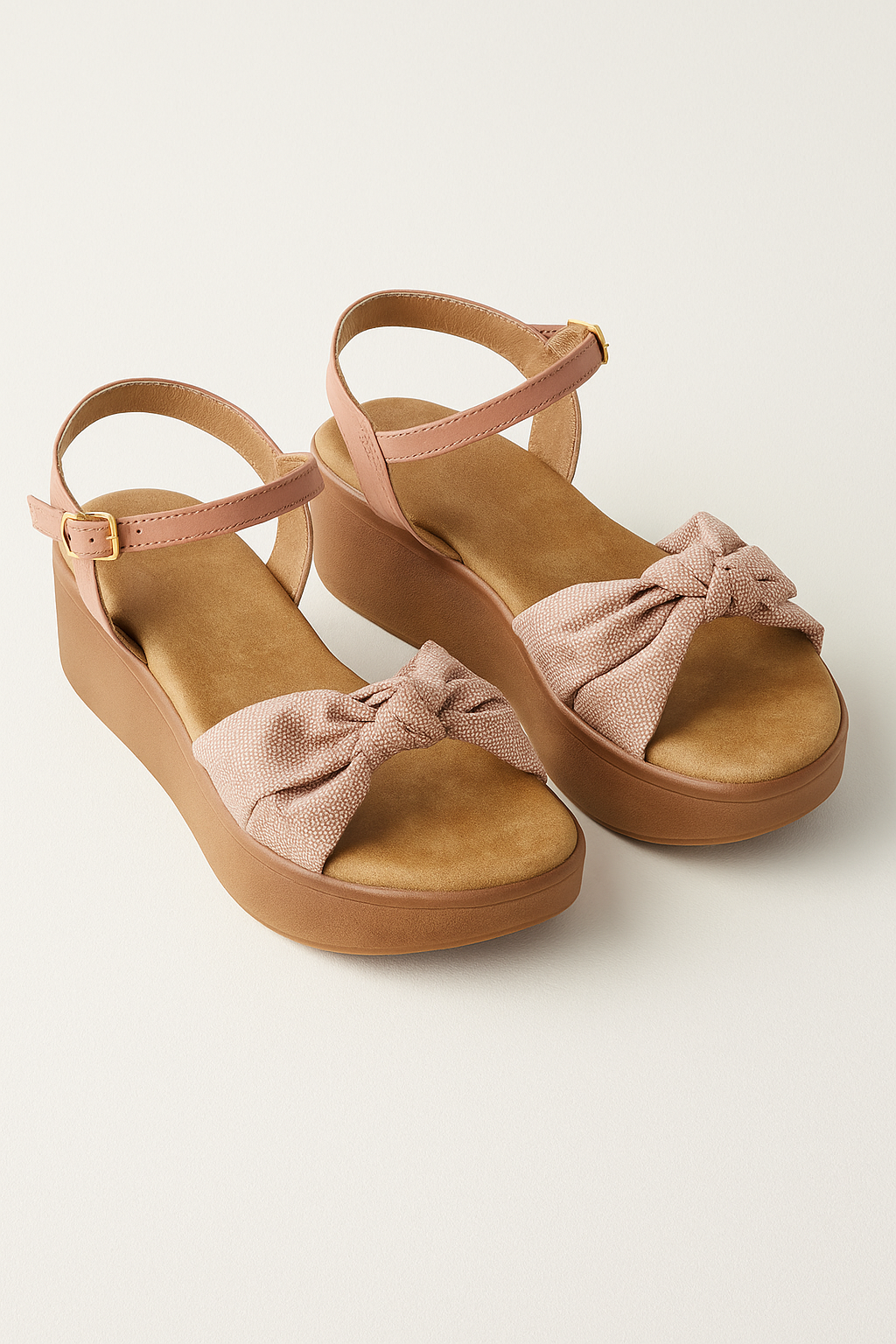 Ellen | Damen Plateau-Sandalen mit Knoten-Detail und Keilabsatz