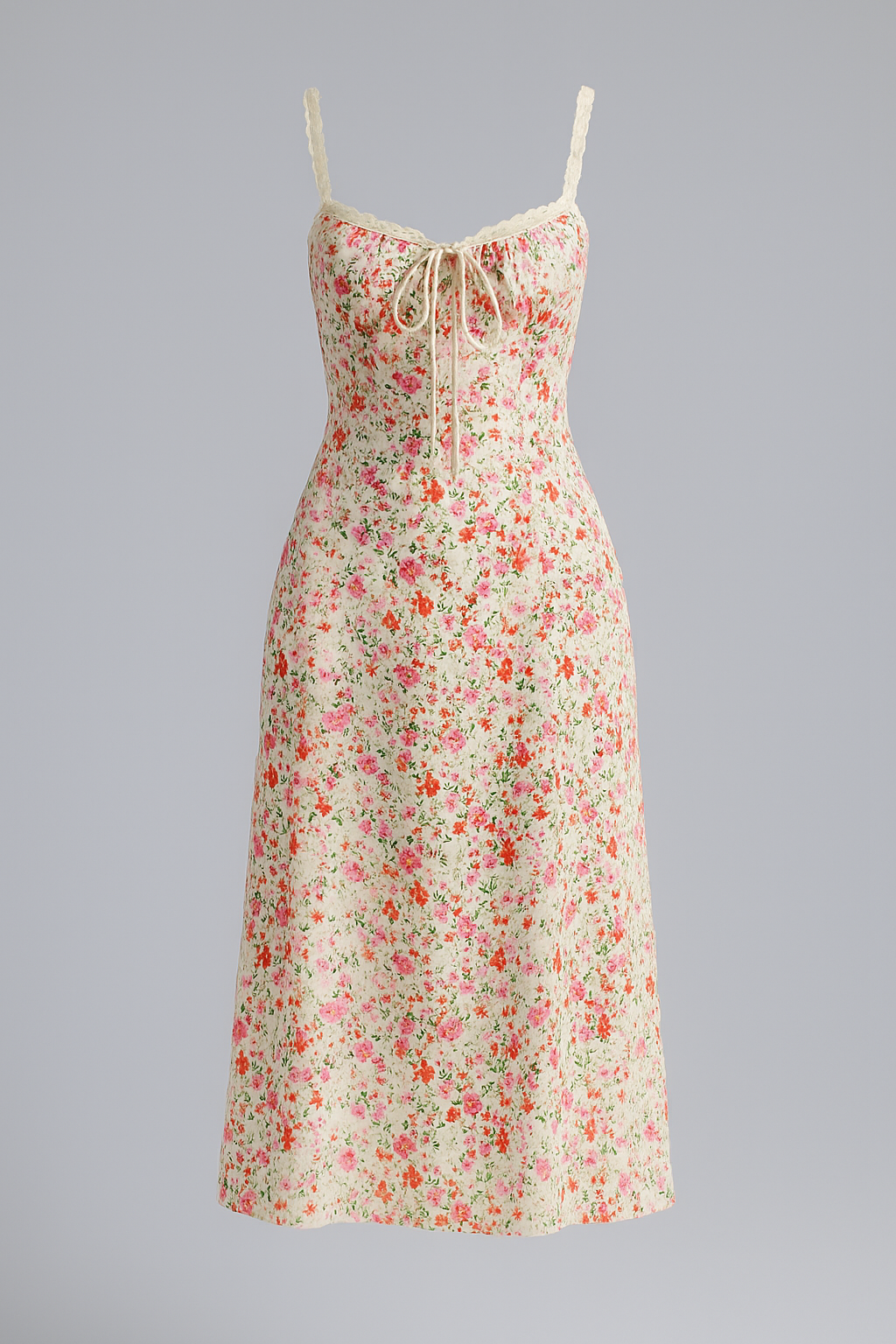 Valeria | Midikleid mit floralem Spitzenbesatz im Vintage-Stil