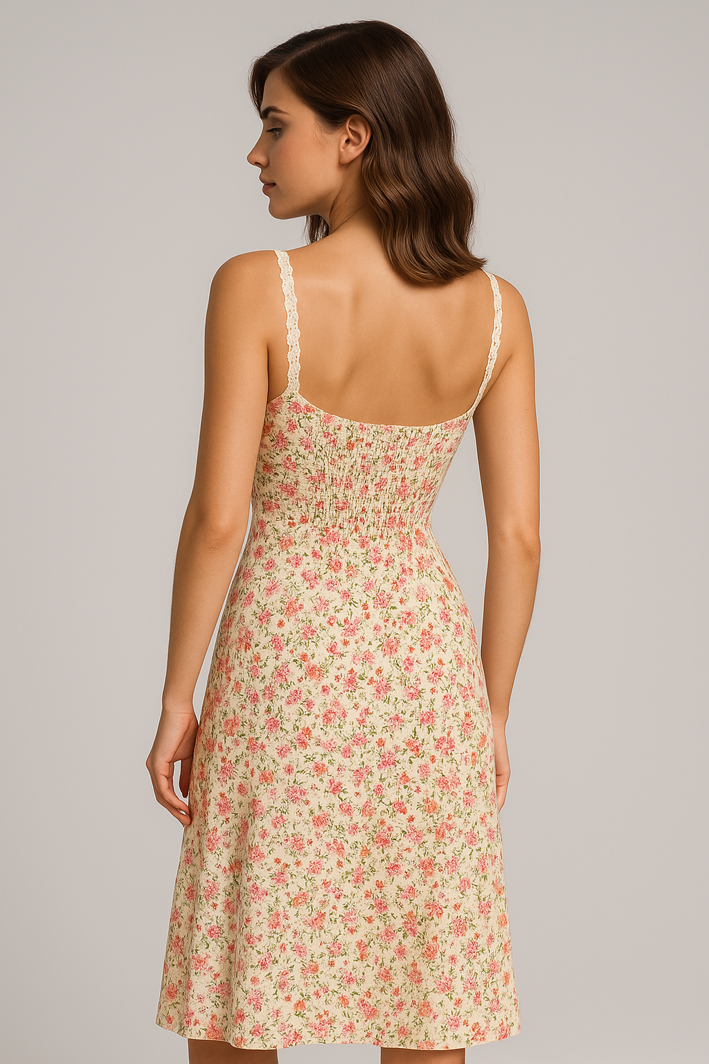 Valeria | Midikleid mit floralem Spitzenbesatz im Vintage-Stil