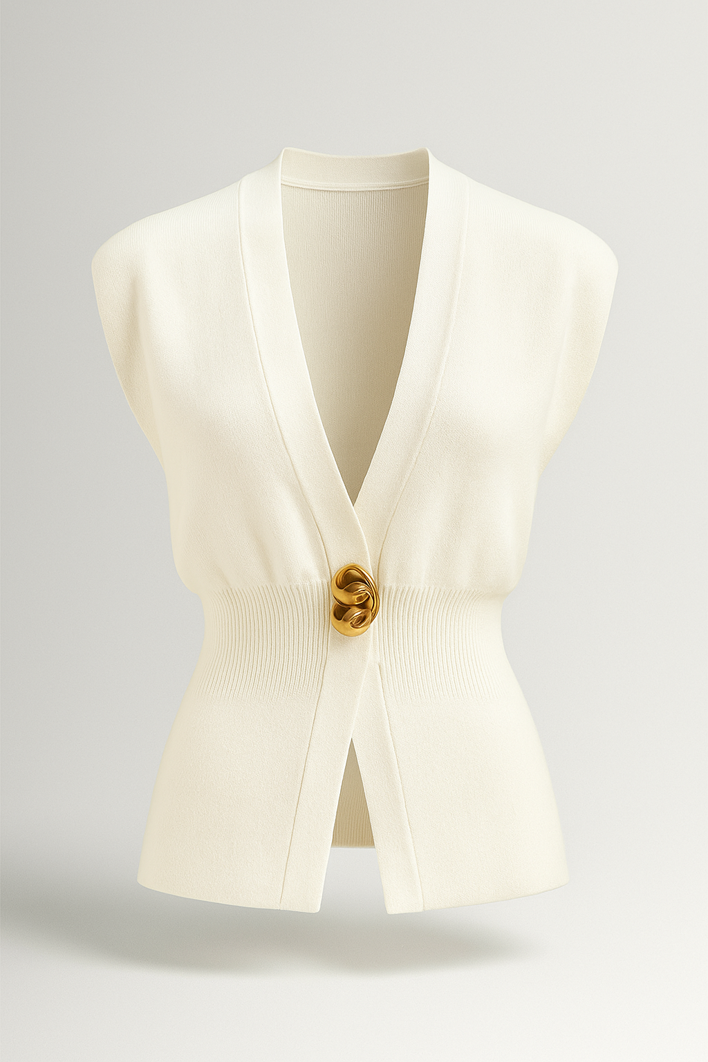 Iris | Elegante Damen Strickweste mit Goldknopf