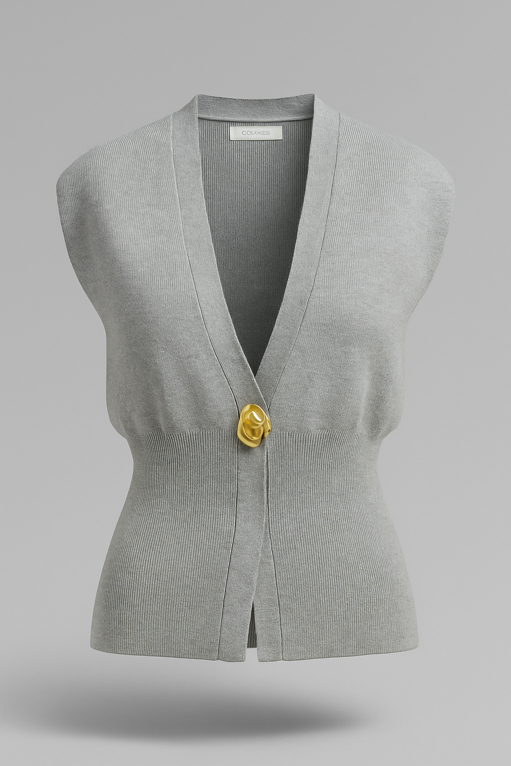 Iris | Elegante Damen Strickweste mit Goldknopf