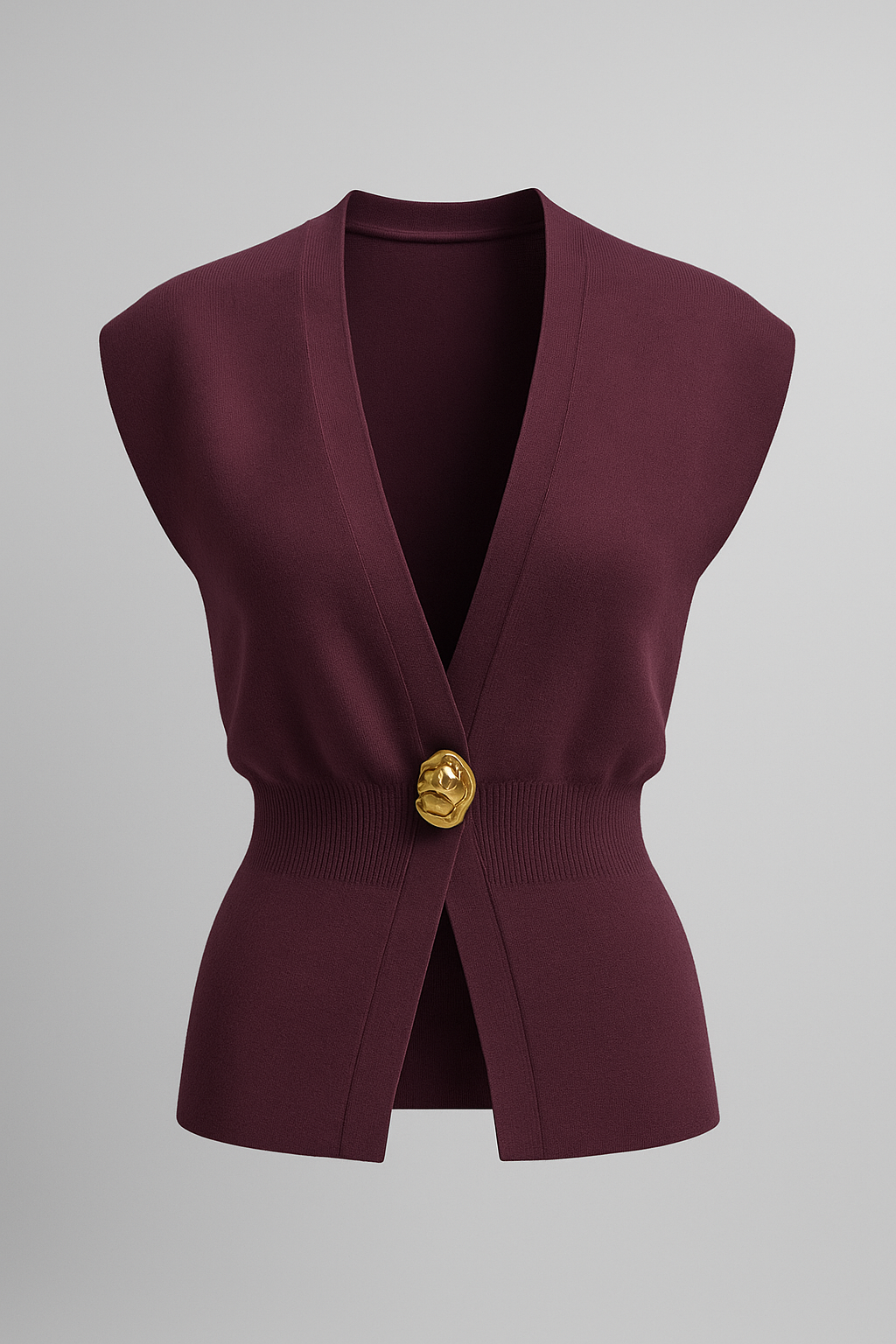 Iris | Elegante Damen Strickweste mit Goldknopf
