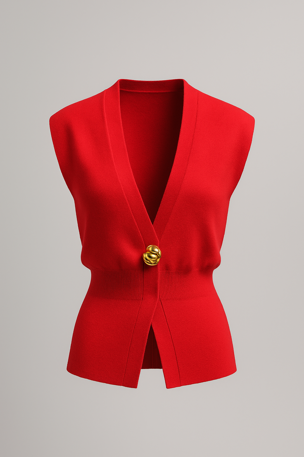 Iris | Elegante Damen Strickweste mit Goldknopf
