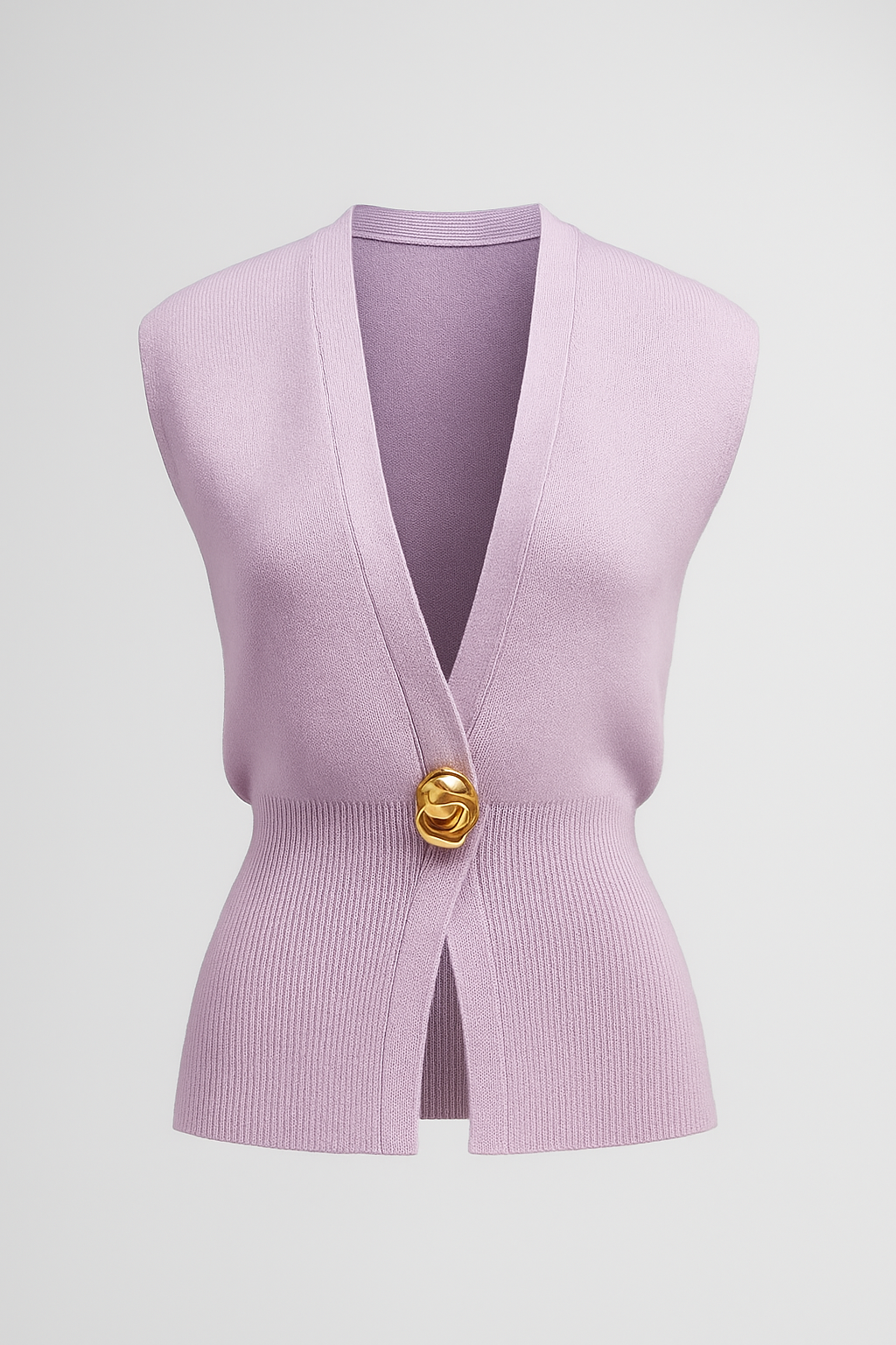 Iris | Elegante Damen Strickweste mit Goldknopf