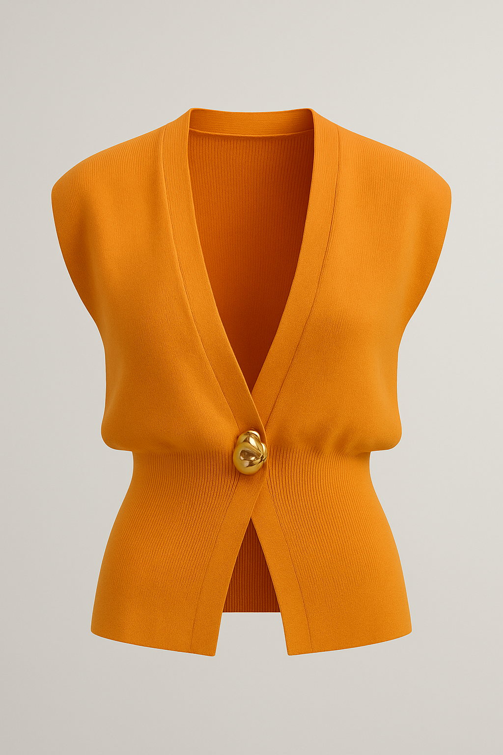 Iris | Elegante Damen Strickweste mit Goldknopf