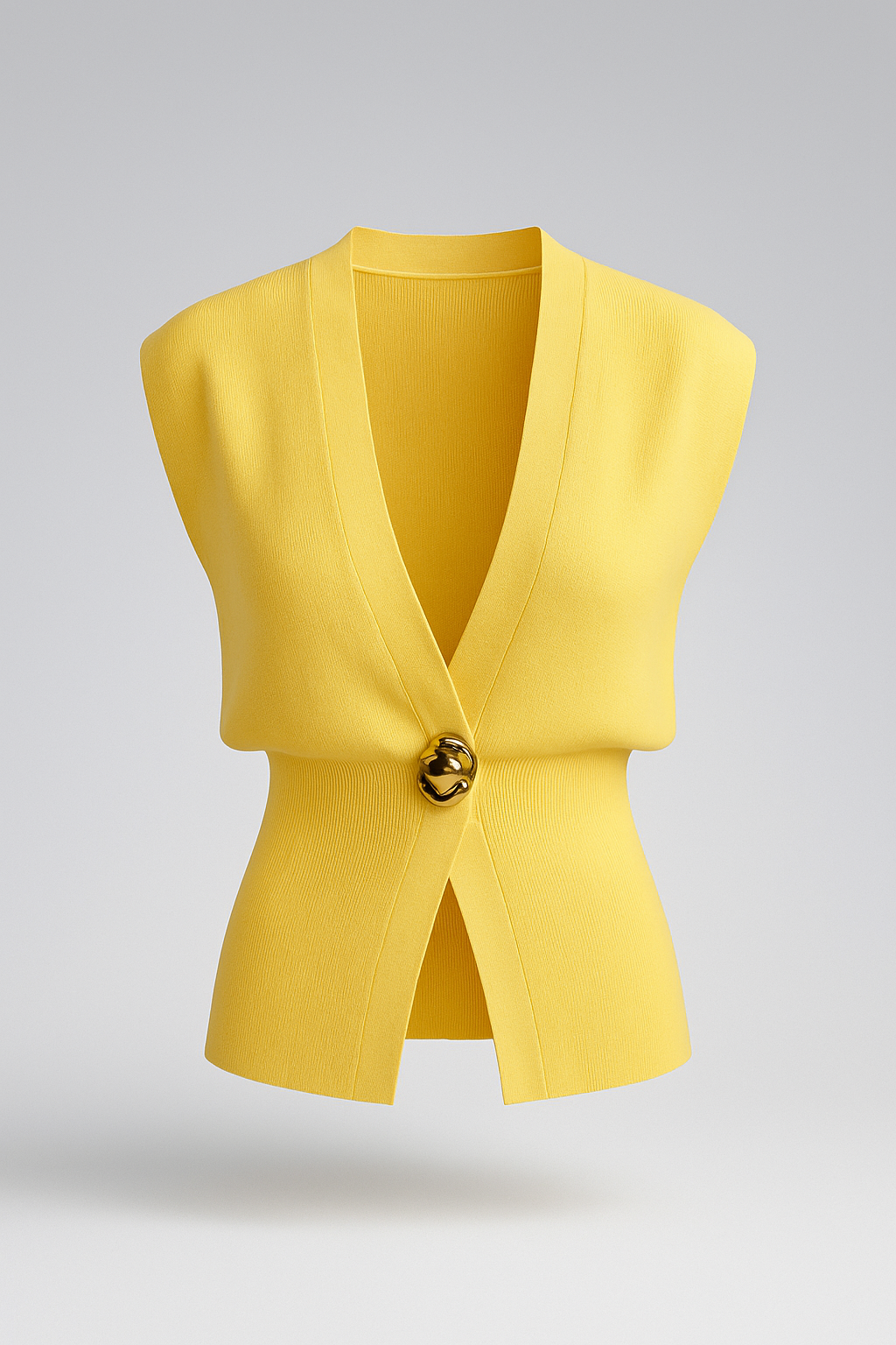 Iris | Elegante Damen Strickweste mit Goldknopf
