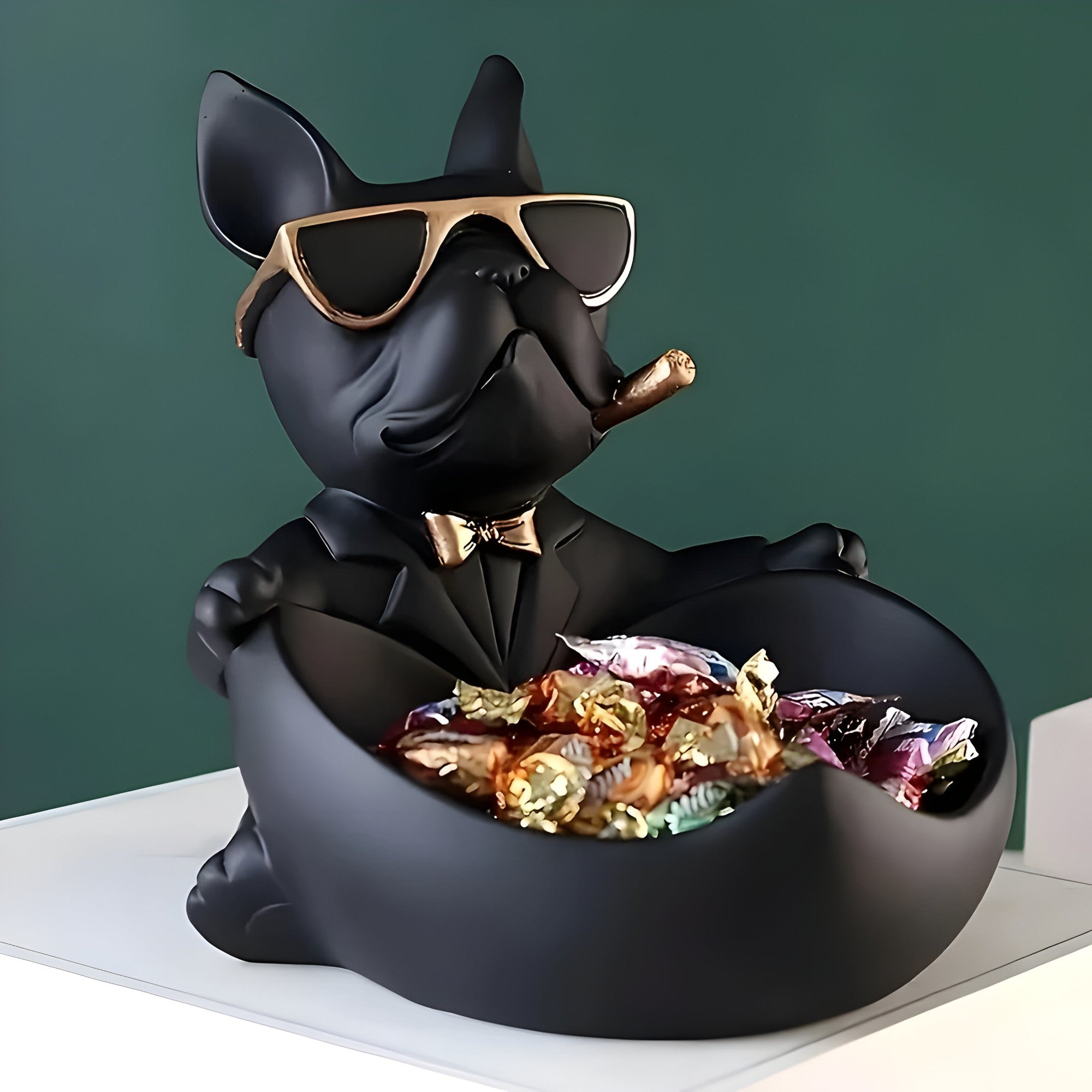 Sander | Schwarze Bulldogge Aufbewahrungsbox für Hausdekoration