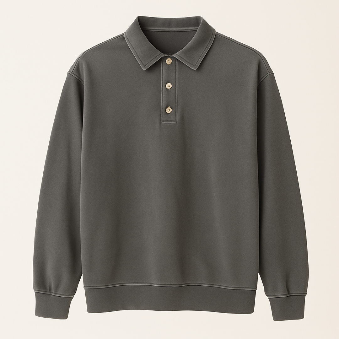 Leonardo | Vintage gewaschene Langarm-Poloshirt