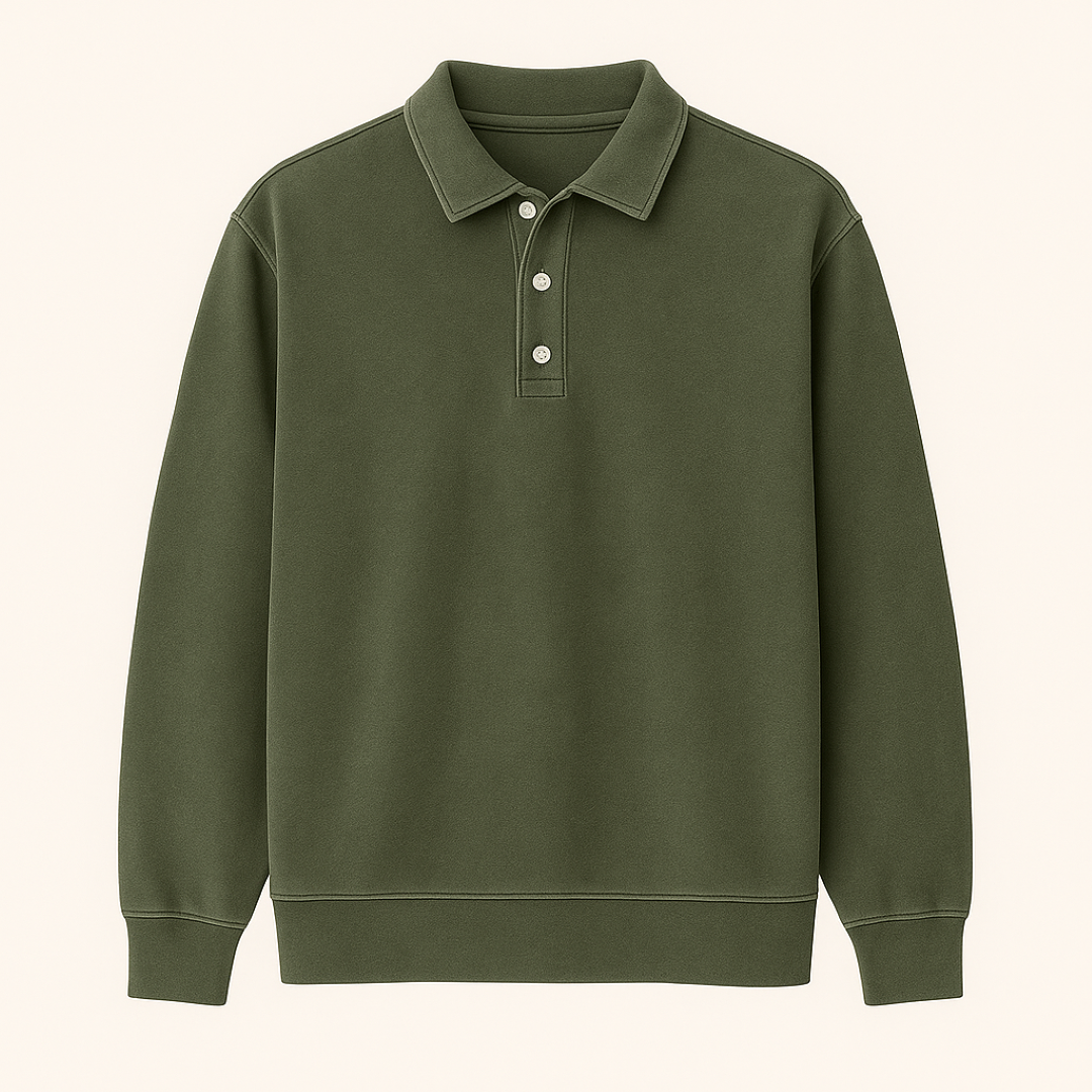 Leonardo | Vintage gewaschene Langarm-Poloshirt