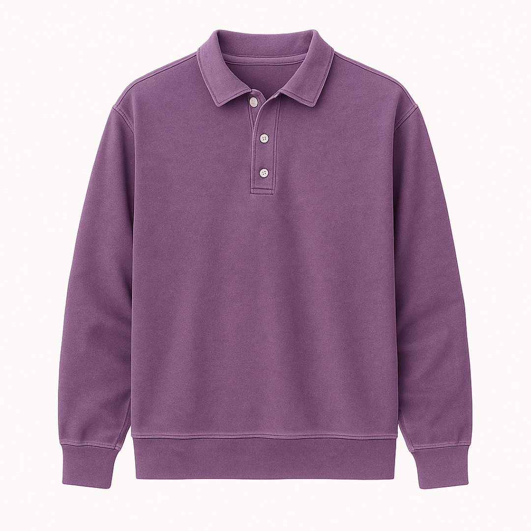 Leonardo | Vintage gewaschene Langarm-Poloshirt