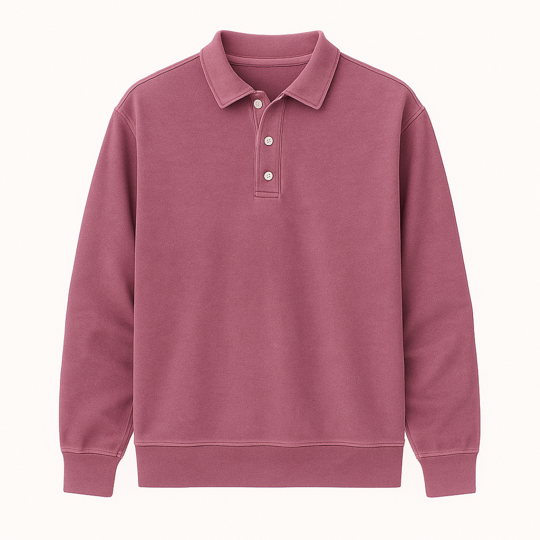 Leonardo | Vintage gewaschene Langarm-Poloshirt