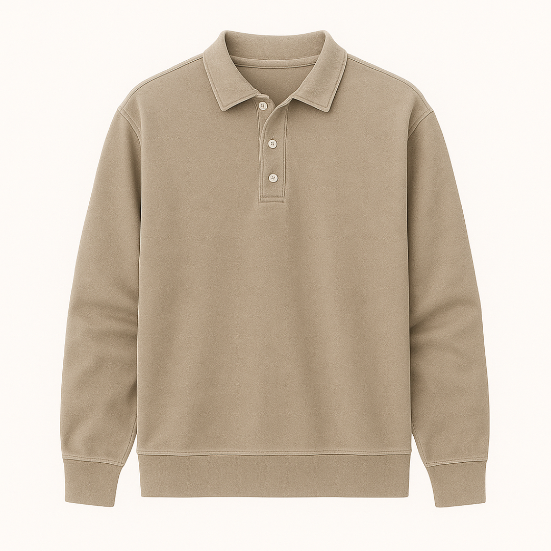 Leonardo | Vintage gewaschene Langarm-Poloshirt