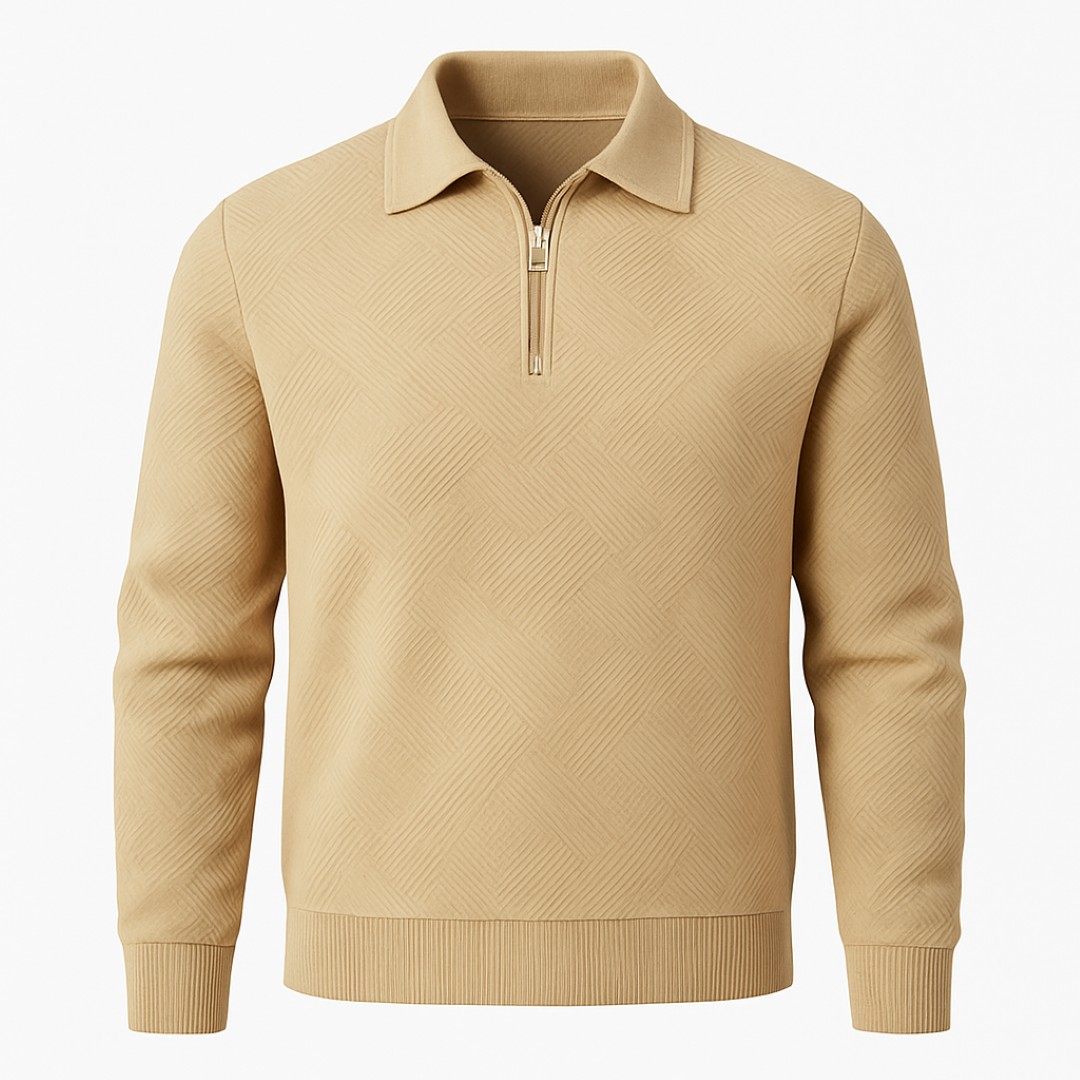 Victor | Texturiertes Herrenpullover mit Viertelreißverschluss - Moderne Passform