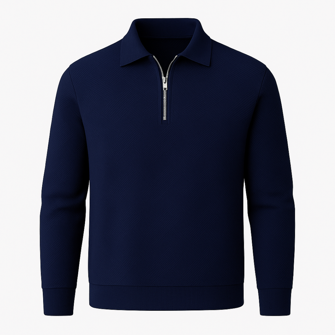 Victor | Texturiertes Herrenpullover mit Viertelreißverschluss - Moderne Passform