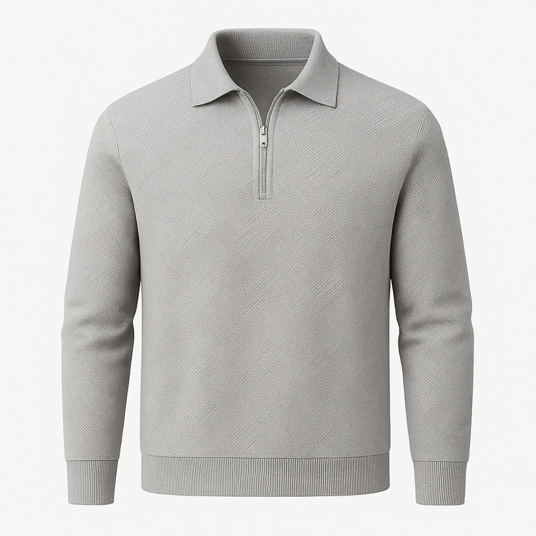 Victor | Texturiertes Herrenpullover mit Viertelreißverschluss - Moderne Passform