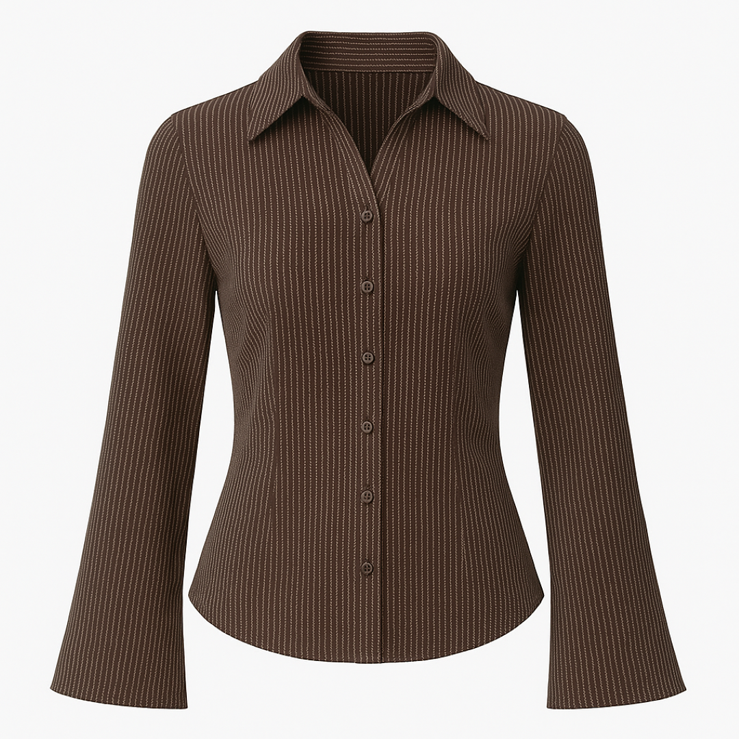 Katia | Eng anliegendes gestreiftes Blusenshirt mit weitem Ärmel