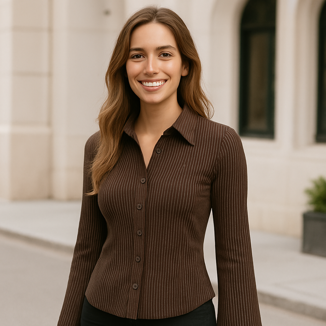 Katia | Eng anliegendes gestreiftes Blusenshirt mit weitem Ärmel