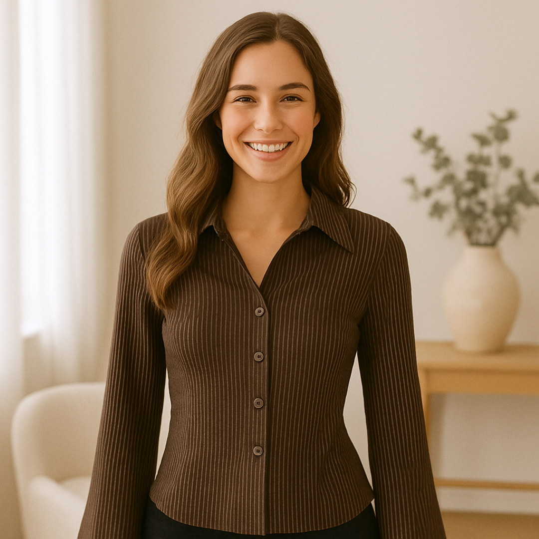 Katia | Eng anliegendes gestreiftes Blusenshirt mit weitem Ärmel