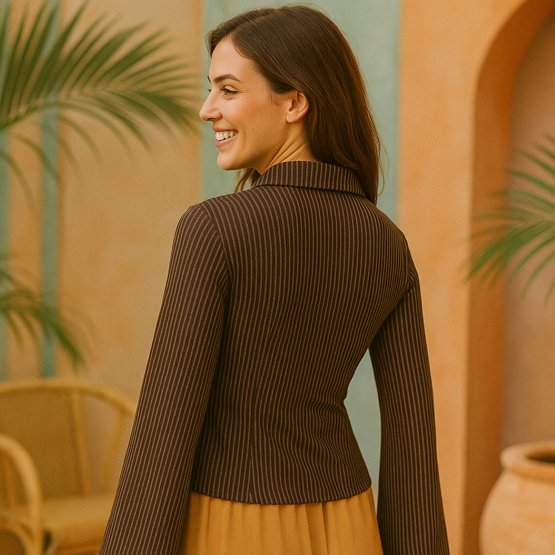 Katia | Eng anliegendes gestreiftes Blusenshirt mit weitem Ärmel