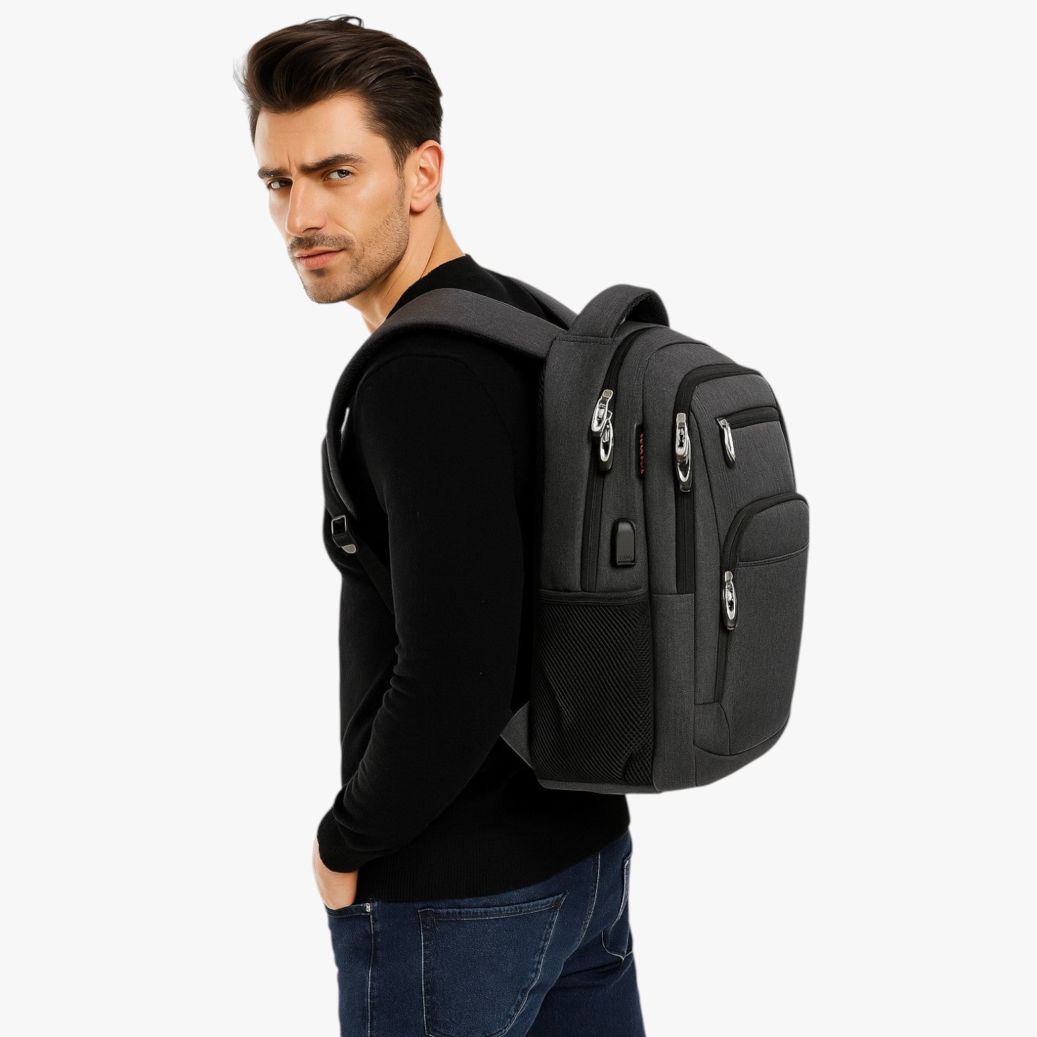 Charlie | Großkapazitäter wiederverwendbarer wasserfester Rucksack mit USB-Anschluss für Reisen und Arbeit