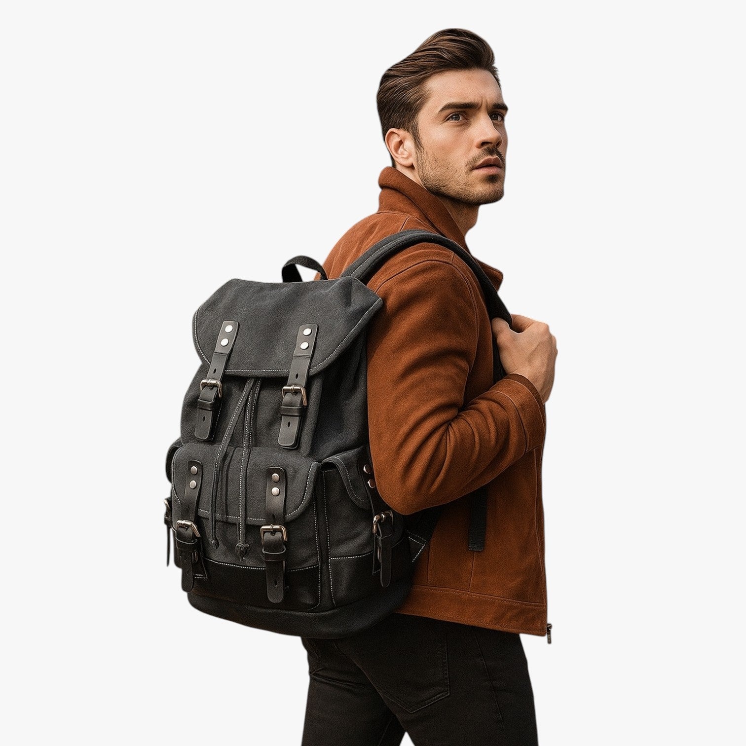 Conor | Rucksack für Trekking aus Stoff und Leder mit Großem Fassungsvermögen