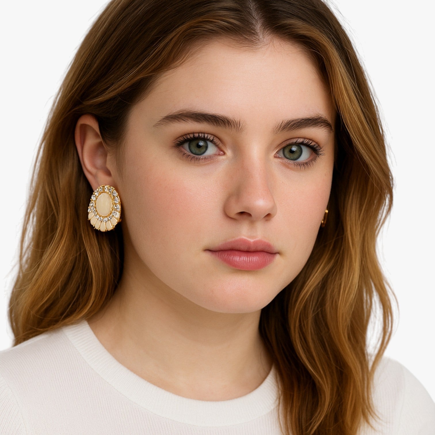 Thea | Elegante weiße Öl-Ohrringe