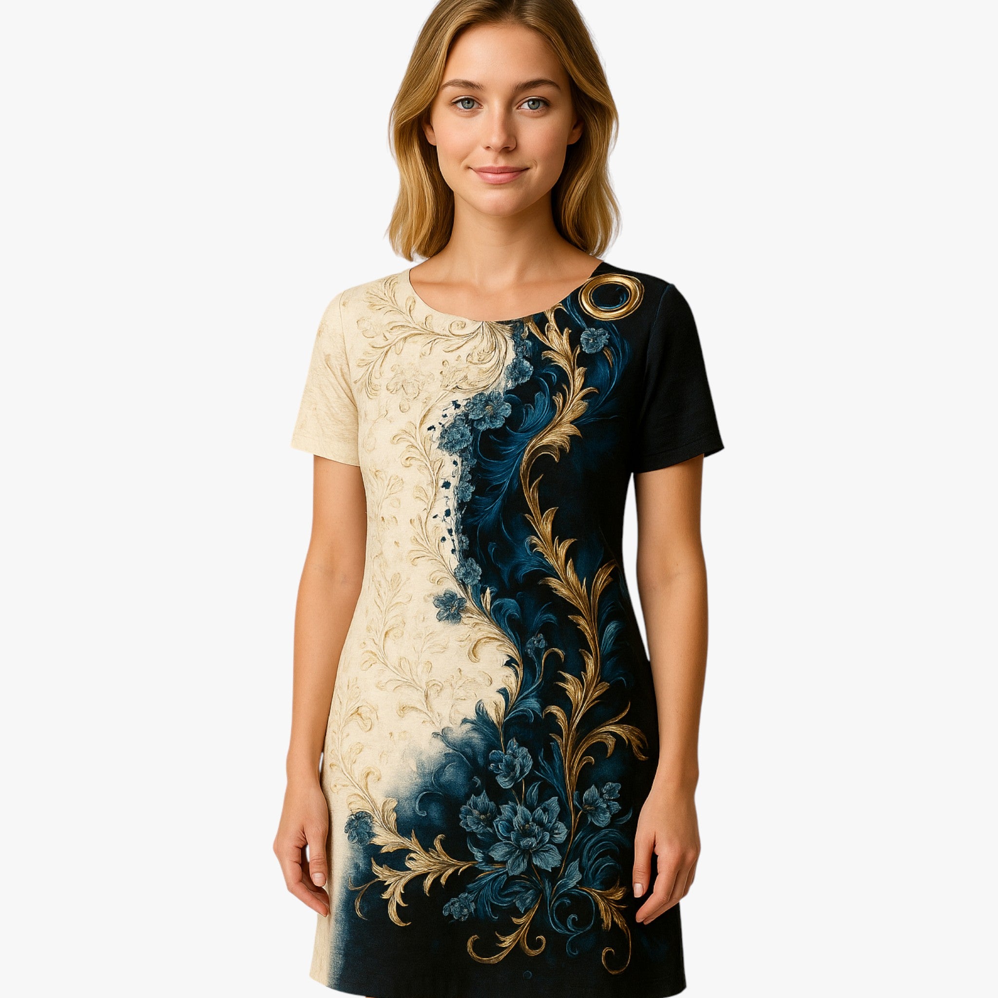 Cosmina | Damen A-Line Sommerkleid mit Kurzen Ärmeln