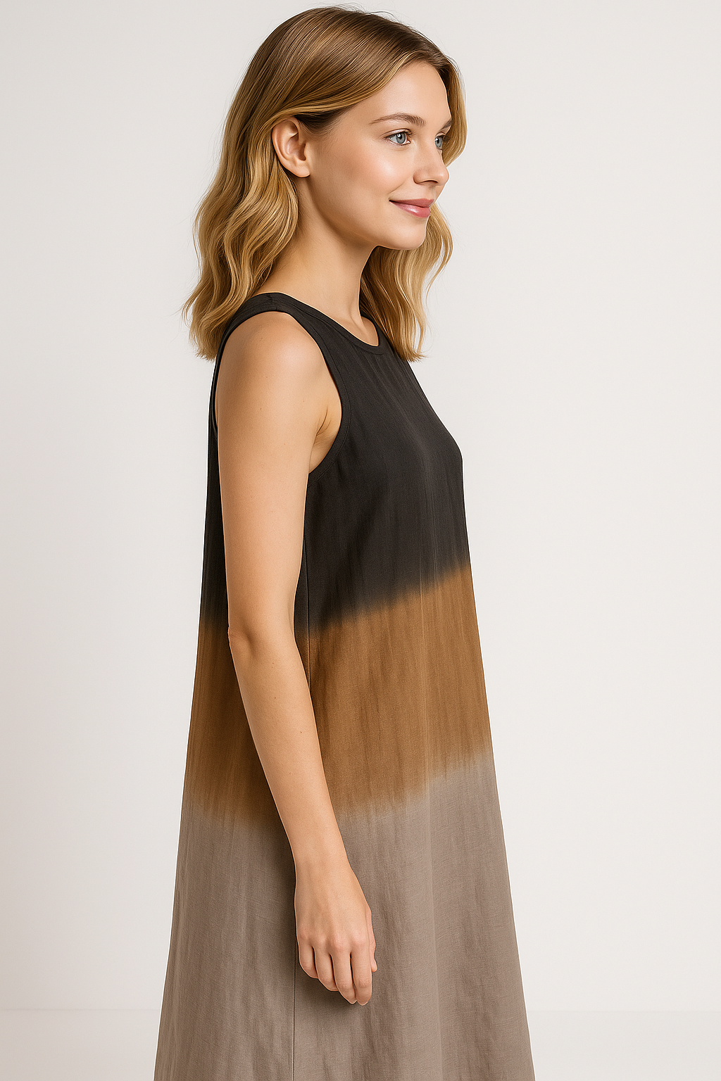 Damen Ärmelloses A-Linien Kleid Sommer 3