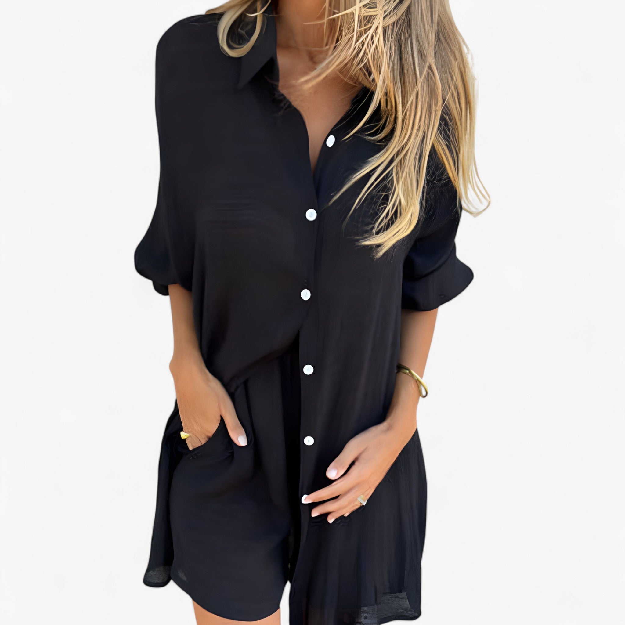 Damen Baumwoll-Linen Komplettanzug mit Shorts 7