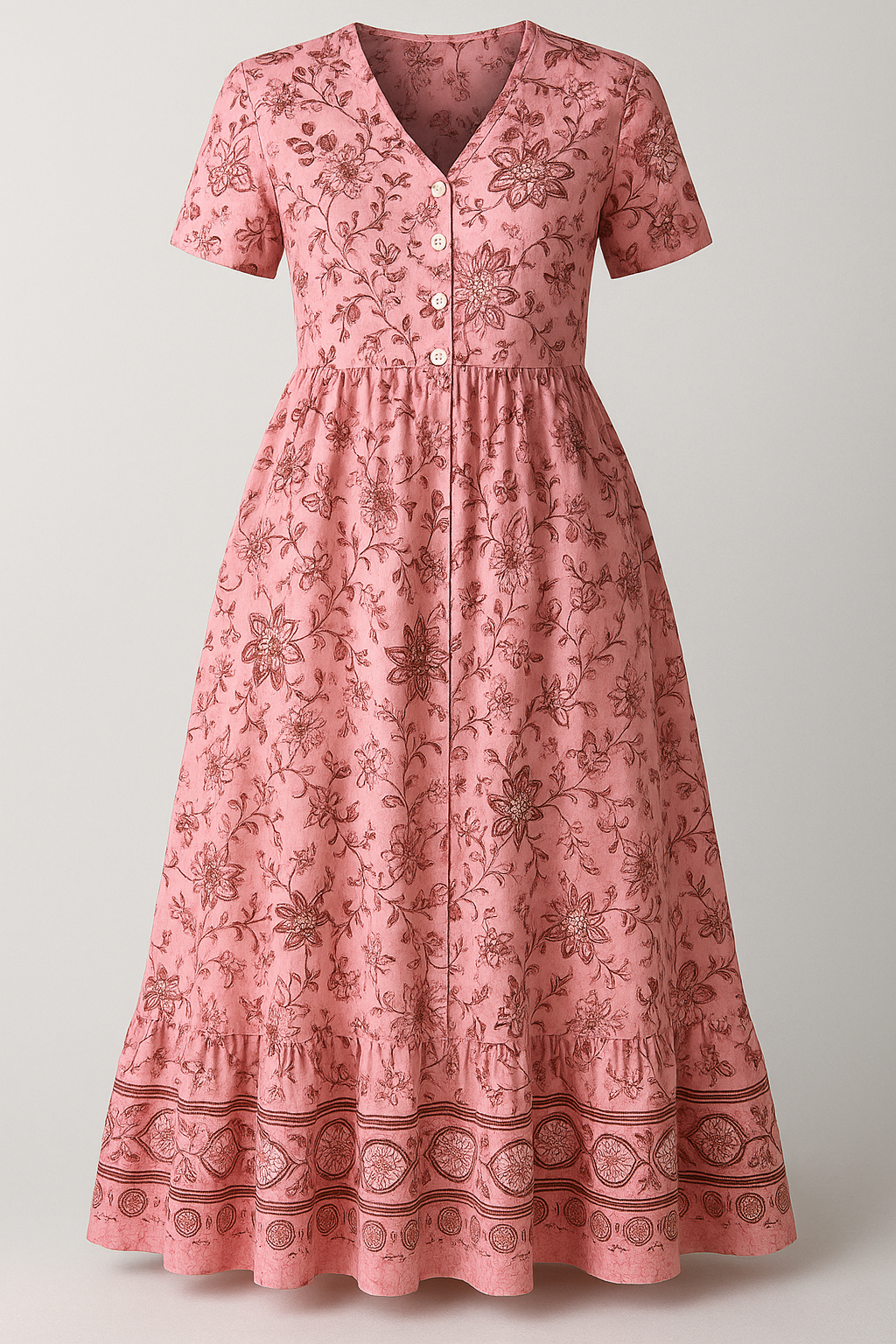 Damen Blumenkleid mit V-Ausschnitt für Sommer 1