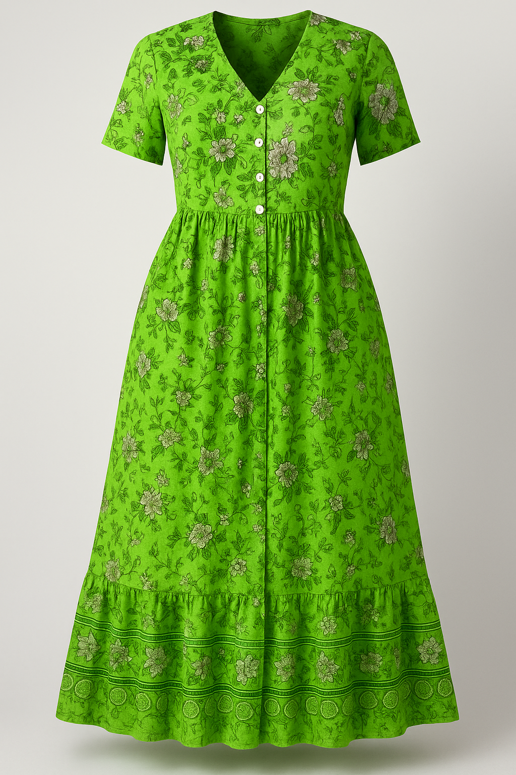 Damen Blumenkleid mit V-Ausschnitt für Sommer 2