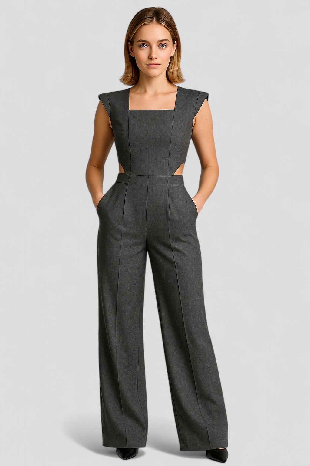 Damen Eleganter Jumpsuit Schwarz Festlich 5