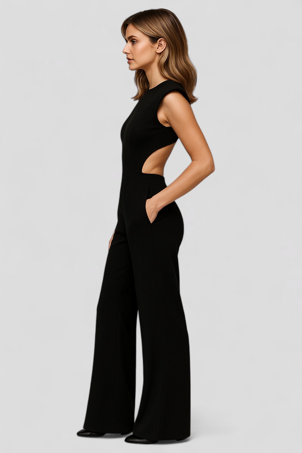 Damen Eleganter Jumpsuit Schwarz Festlich 6