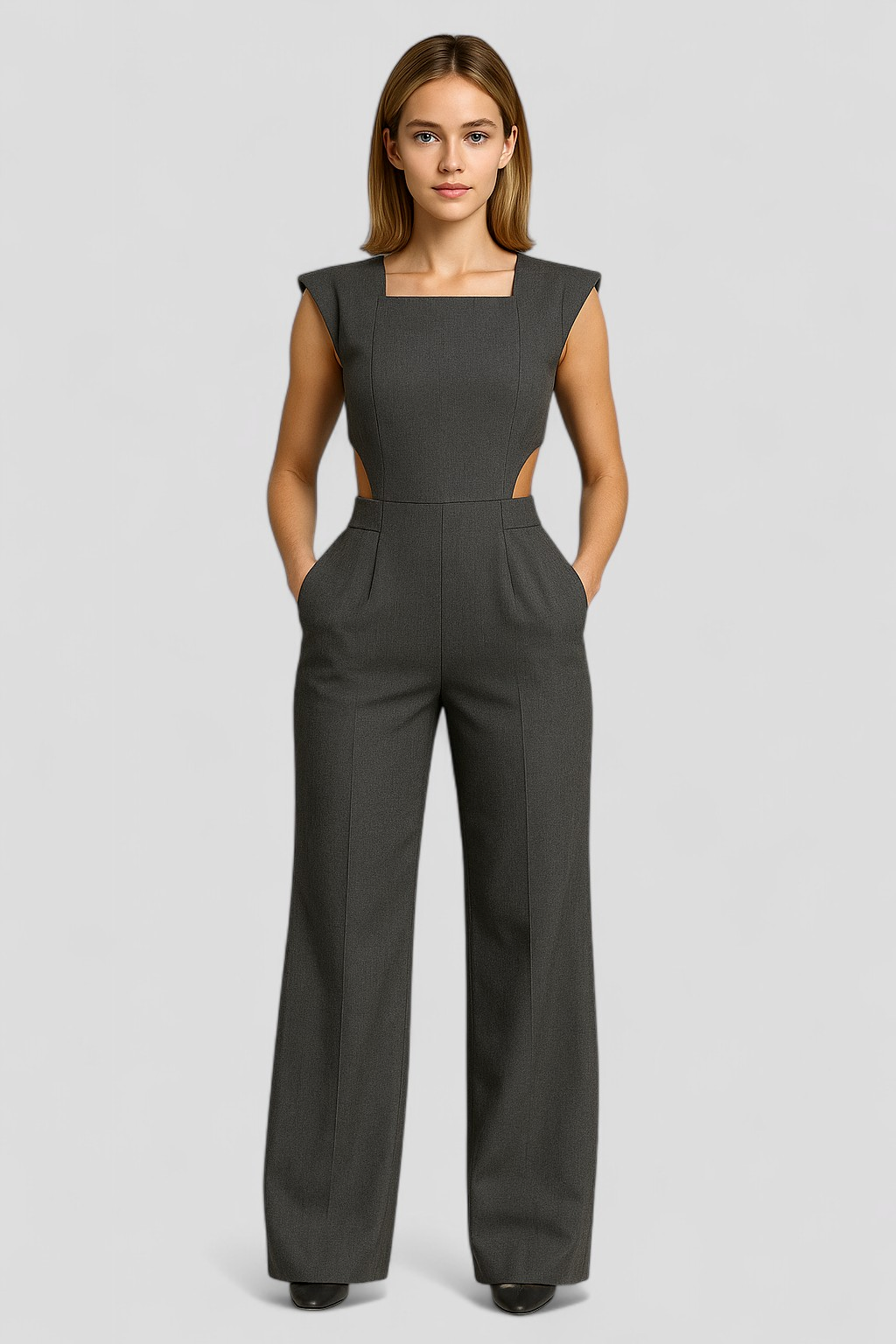 Damen Eleganter Jumpsuit Schwarz Festlich 8