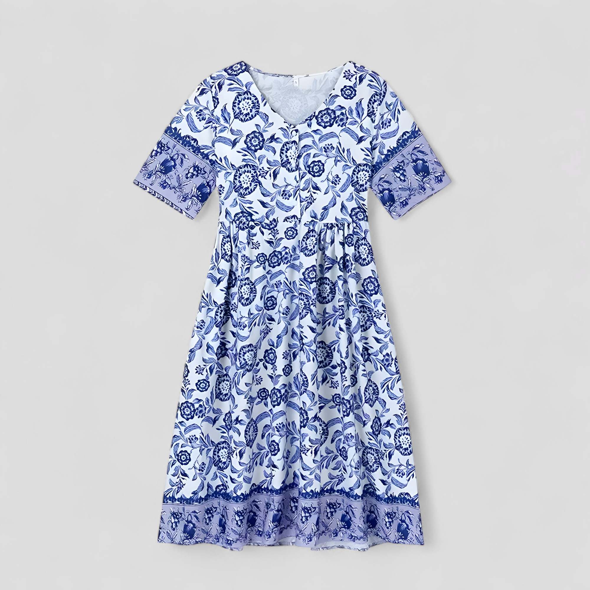 Damen Elegantes Blumenmuster Sommerkleid 0