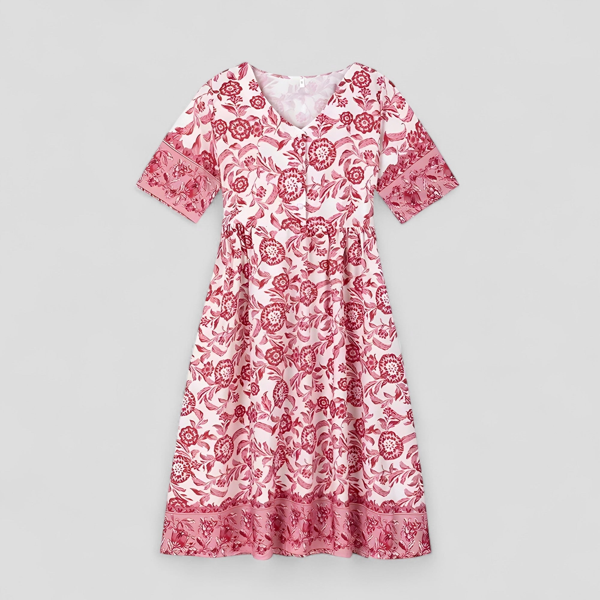 Damen Elegantes Blumenmuster Sommerkleid 1