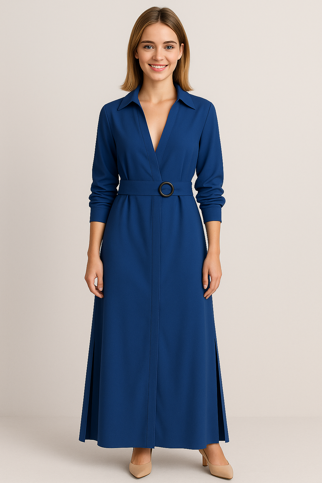 Damen Elegantes Maxikleid V-Ausschnitt Sommer 5