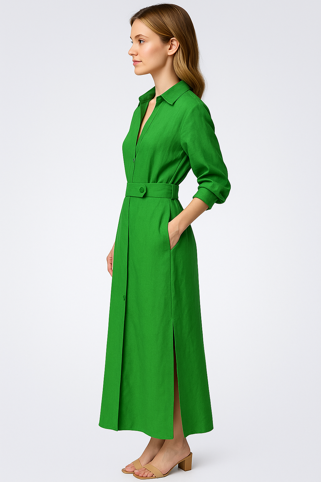 Damen Elegantes Maxikleid V-Ausschnitt Sommer 7