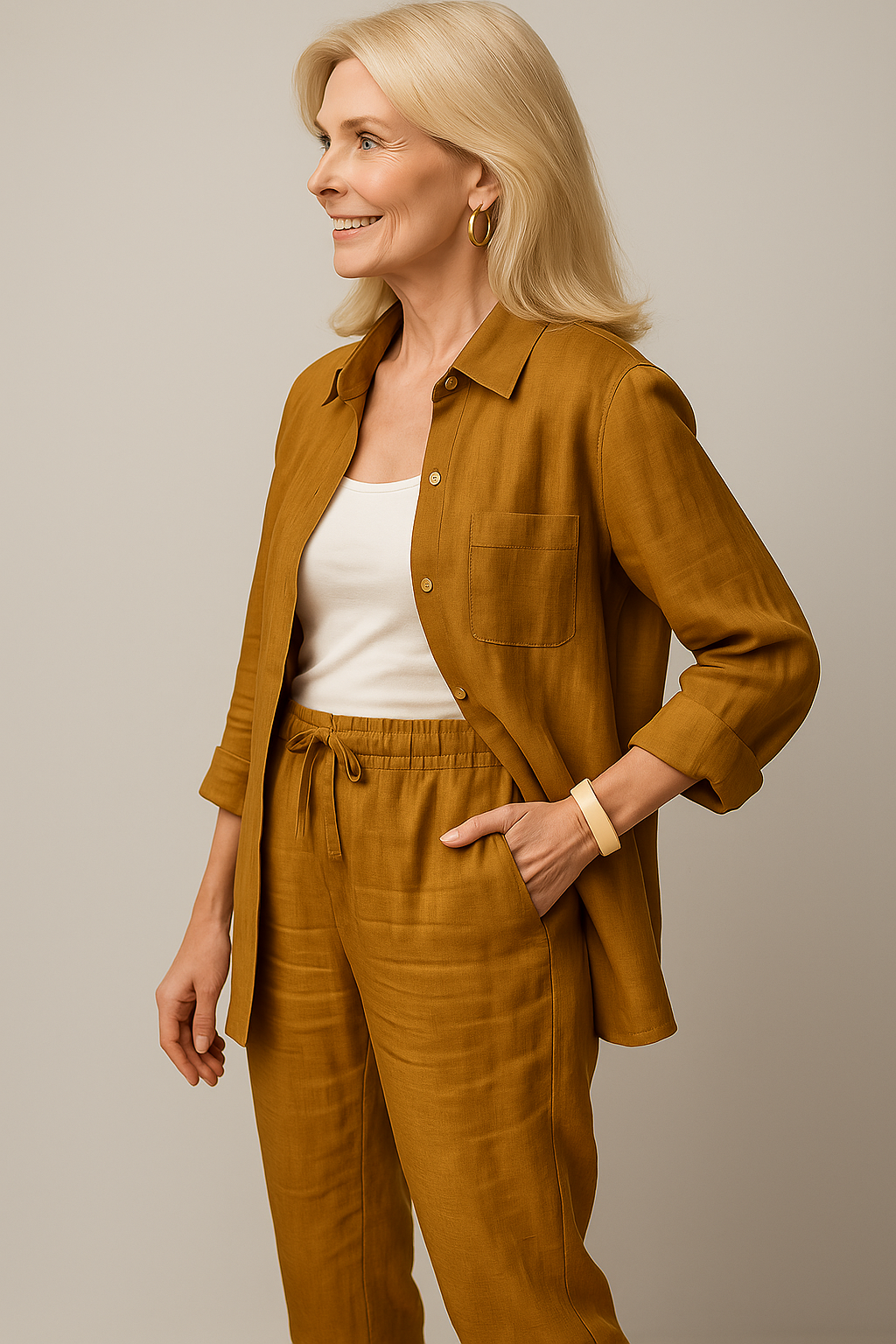 Damen Elegantes Sommer-Outfit aus Leinen 7