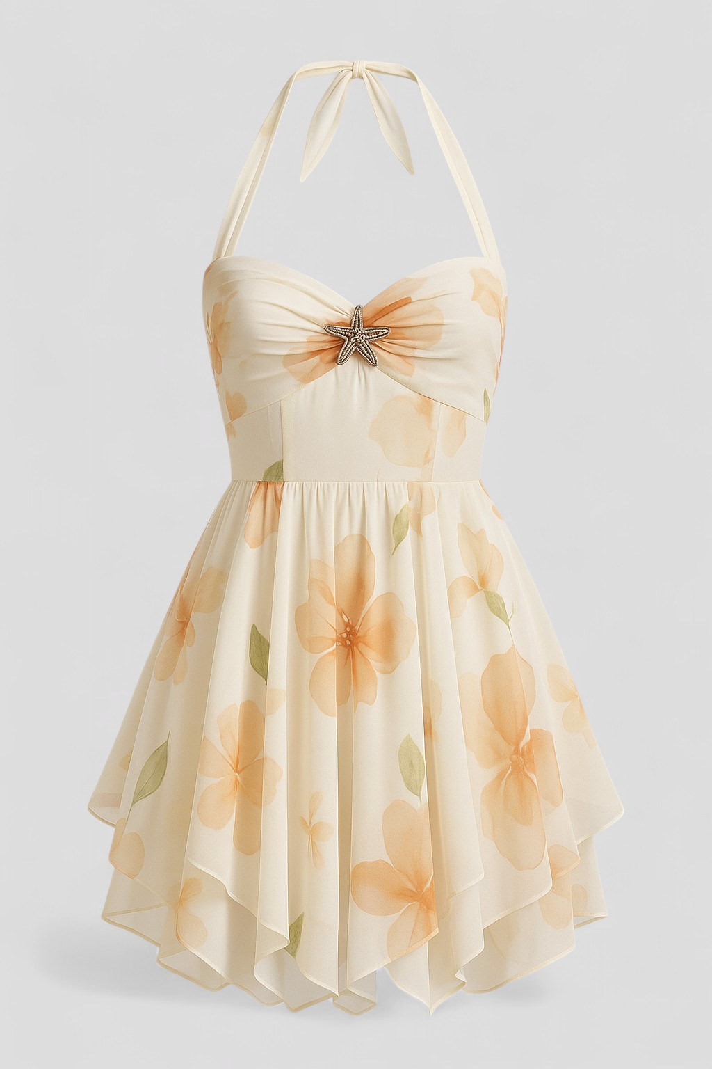 Damen Floral Mini Kleid mit Volants 0