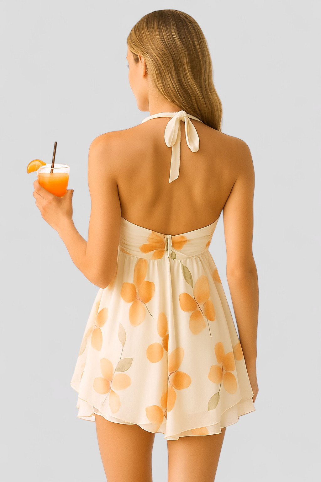 Damen Floral Mini Kleid mit Volants 3