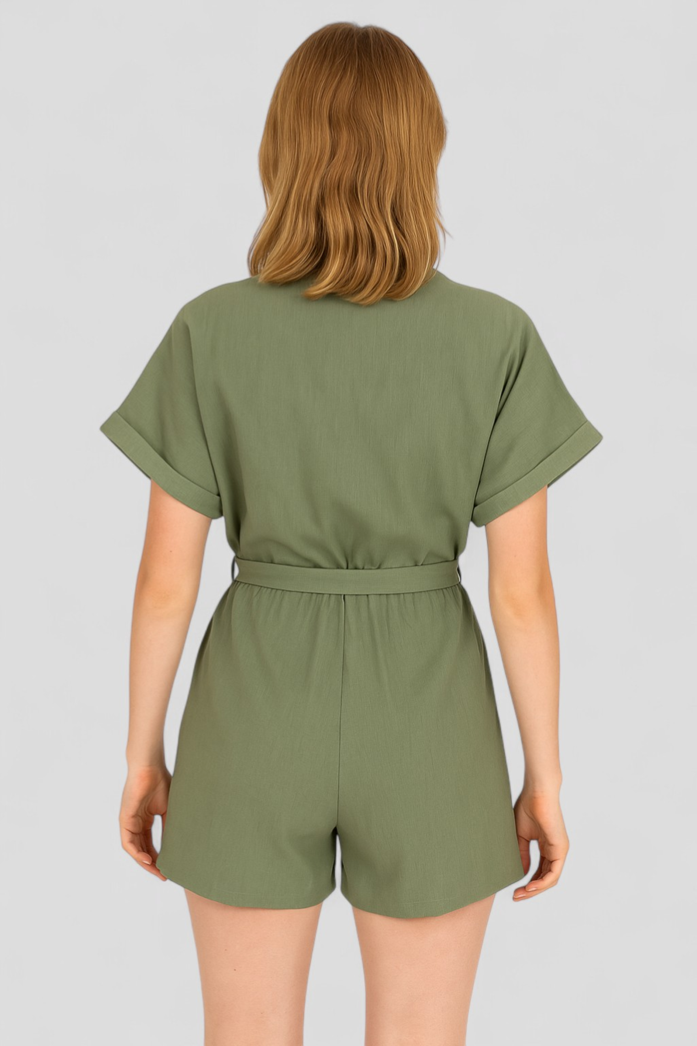 Damen Jumpsuit Elegant Sommer Leinen 4