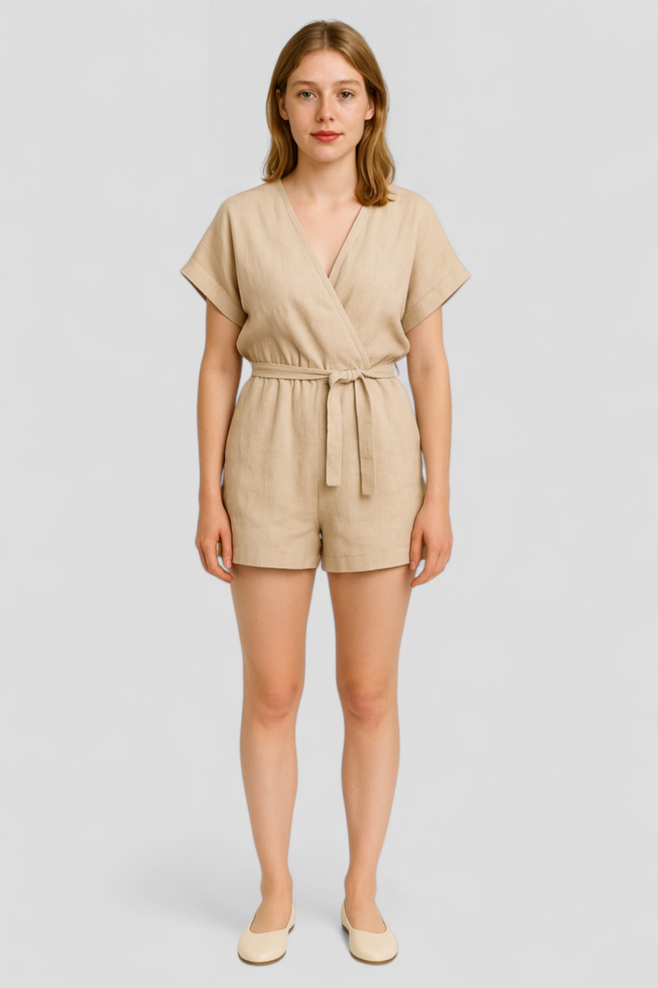 Damen Jumpsuit Elegant Sommer Leinen 6