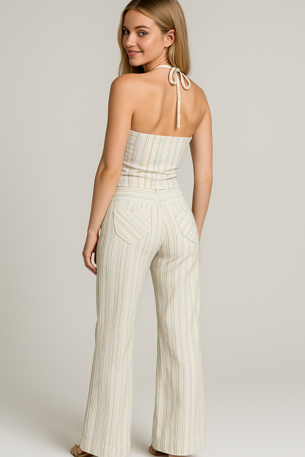 Damen Leichter Sommeranzug mit Top und Hose 6