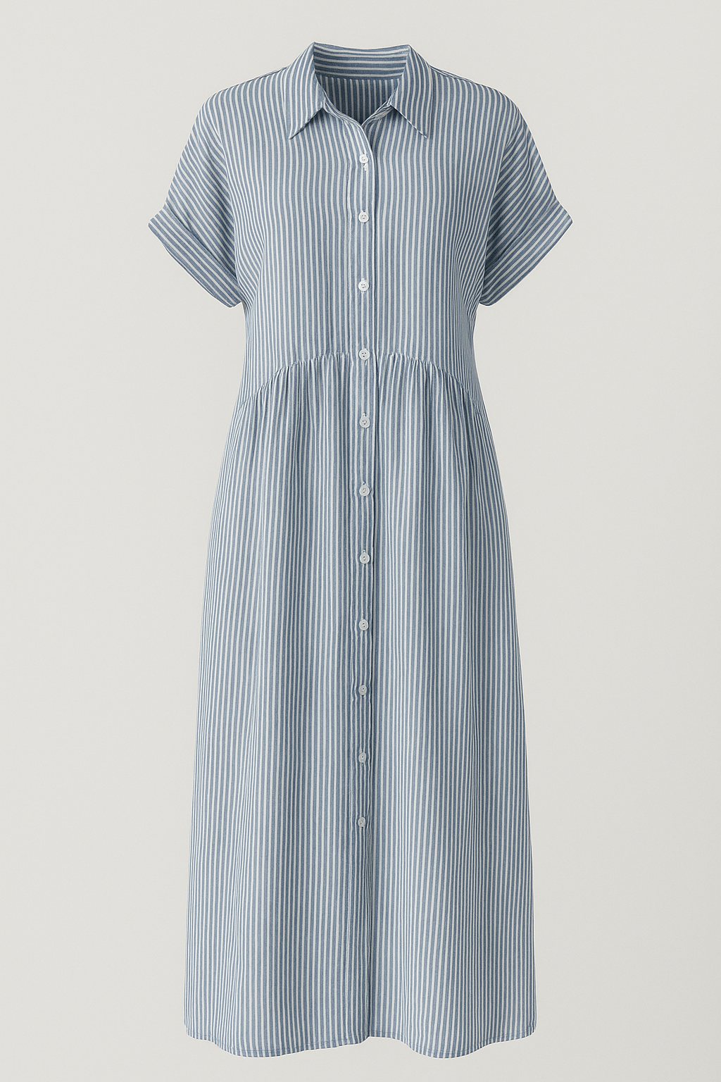 Damen Midi Kleid mit Taschen und Streifen 0