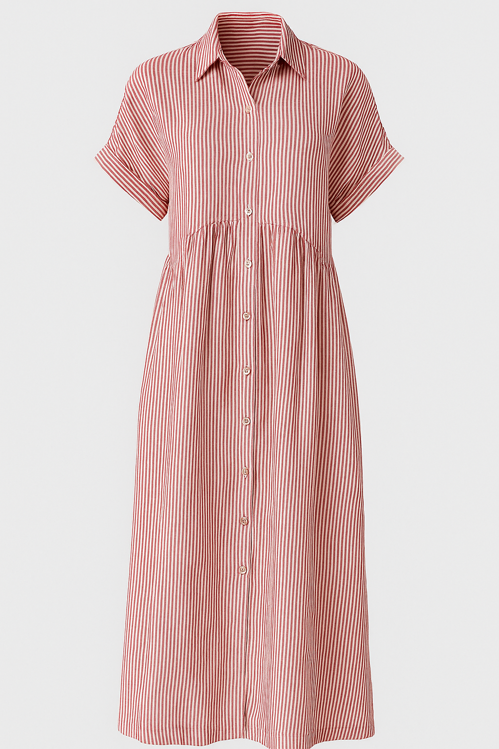 Damen Midi Kleid mit Taschen und Streifen 3