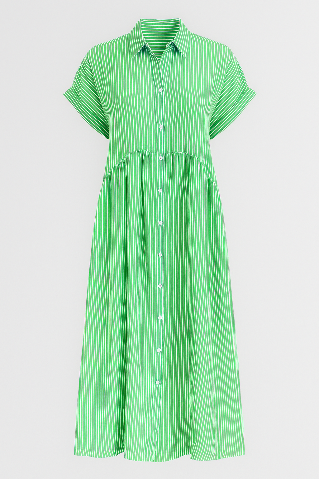 Damen Midi Kleid mit Taschen und Streifen 4