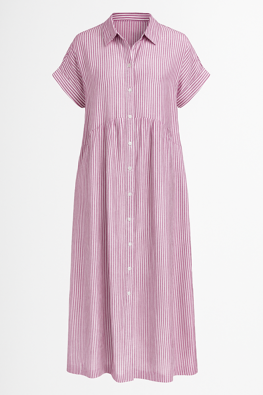 Damen Midi Kleid mit Taschen und Streifen 5