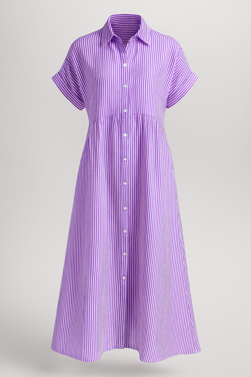 Damen Midi Kleid mit Taschen und Streifen 6