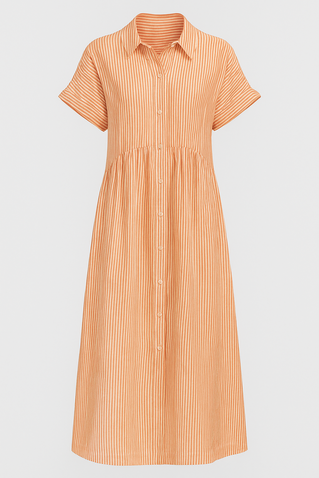 Damen Midi Kleid mit Taschen und Streifen 8